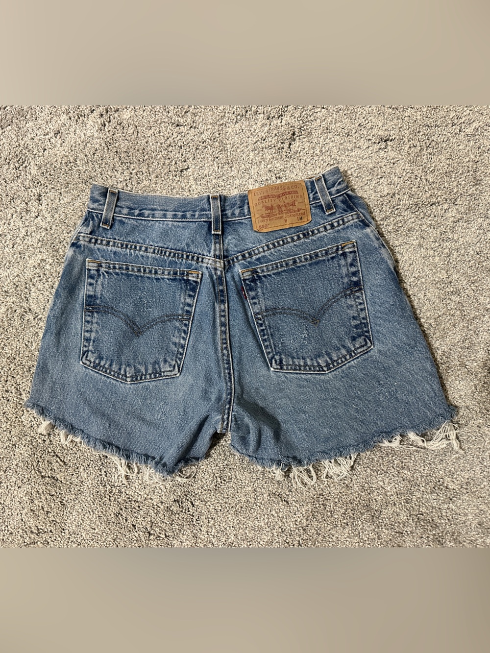 Levi's Light Blue Frayed Hem Denim Shorts